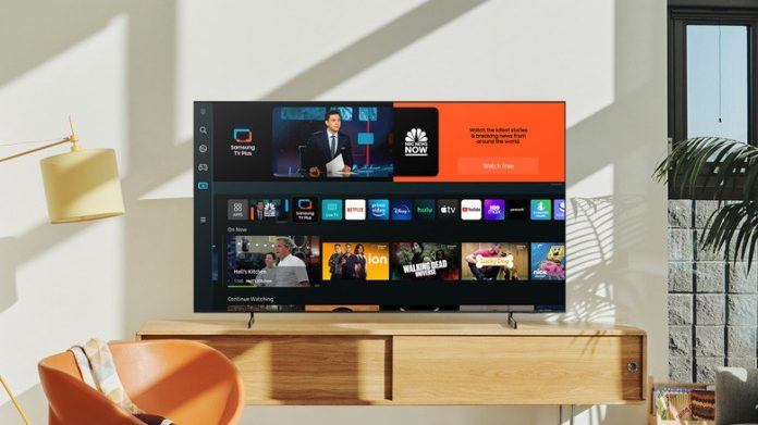 A Samsung Smart TV on its homepage.