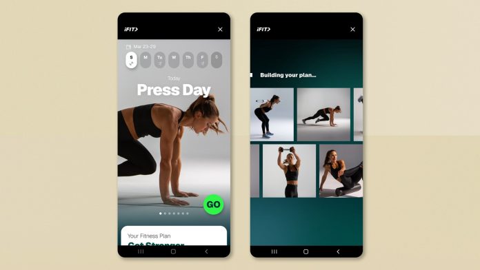 Screenshots of iFit's Tailor feature