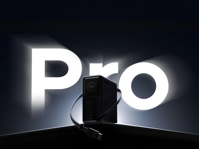 The Nexode Pro 160W with retractable cable is set to launch on July 30, 2026. Pictured: a teaser picture of the fast charger.