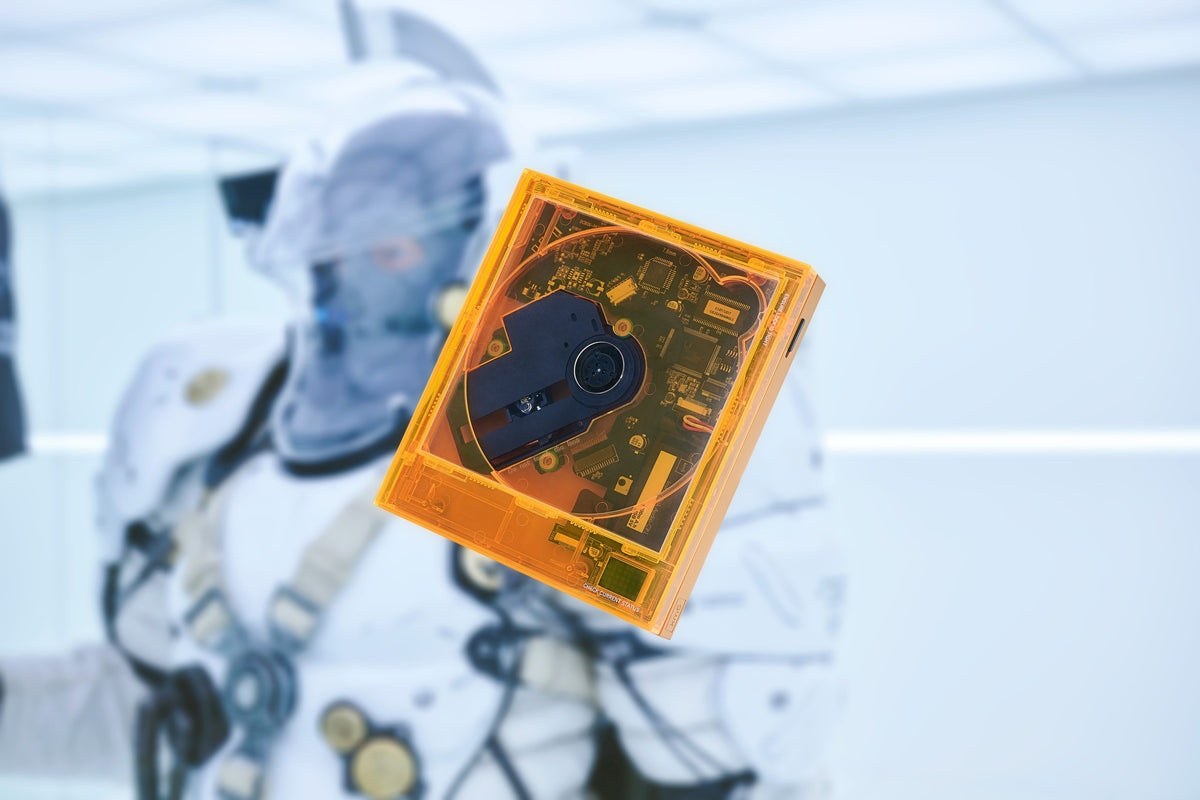 Transparent Death Stranding 2 CD player by Kojima mimics BB Pod nursery